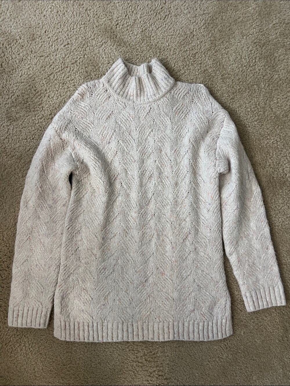 Joie Cream Cable-Knit Turtleneck Sweater